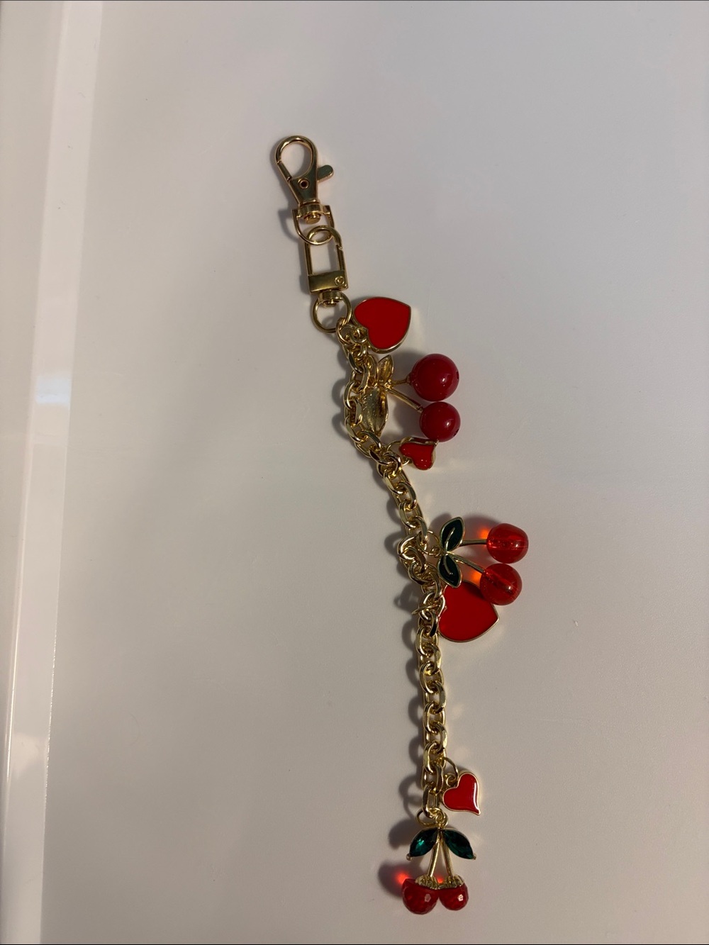 Gold-Tone Red Cherry Purse Charm or keychain - Women Accessories